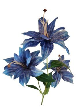 Luxury Artificial Tiger Lily Stem 34 Inch | Blue Faux Lily | Designer Artificial